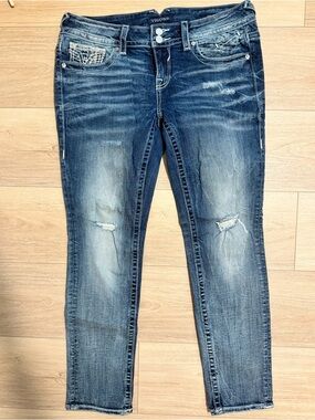 Vigoss Women's Skinny Distressed Jeans - Blue Wash